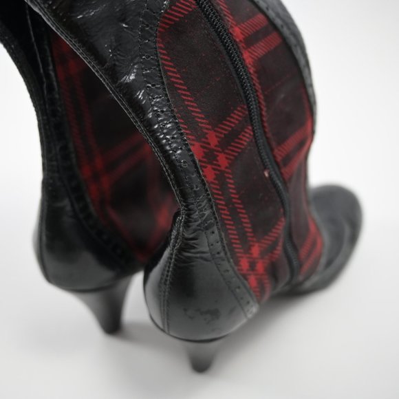 Brazillian Heeled boots, half leather, red and black - Picture 5 of 9